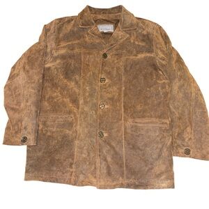 Wilsons Leather M Julian Brown Lightweight Shirt Jacket with Distressed Finish
